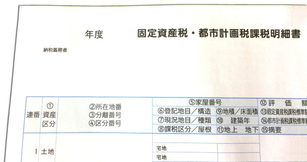 固定資産税・都市計画税 課税明細書